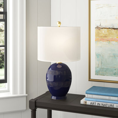 Lampe de table craquelée bleue 23 po Congdon