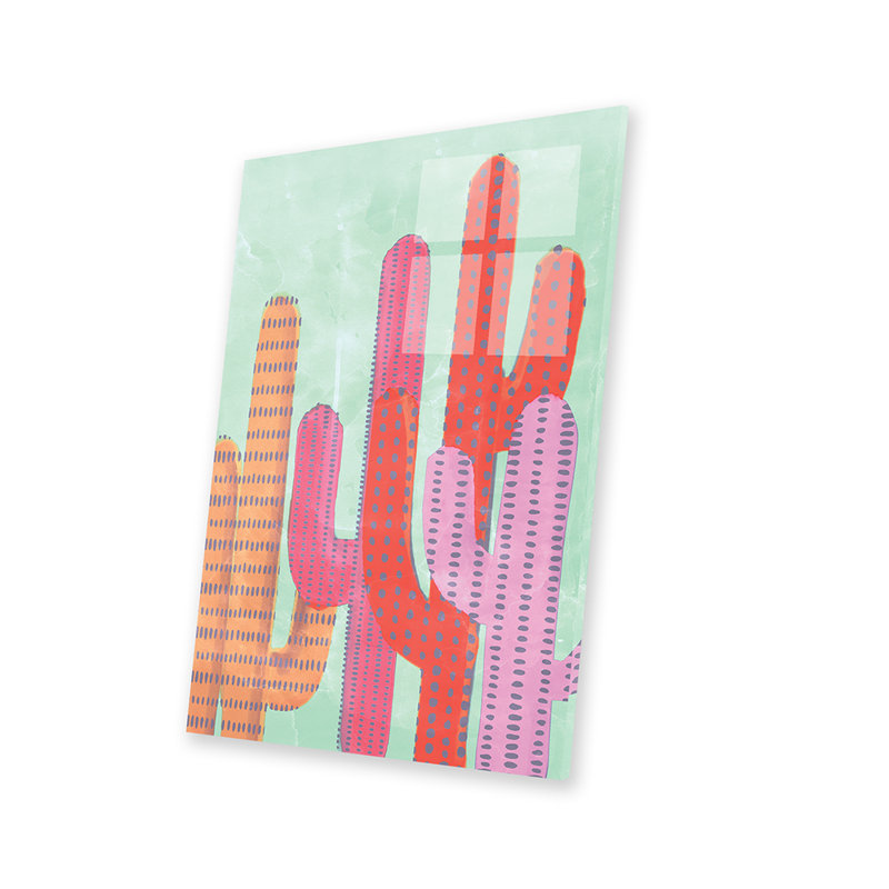 Drôle de cactus sur verre acrylique, H 24 po x l 16 po x P 0,25 po
