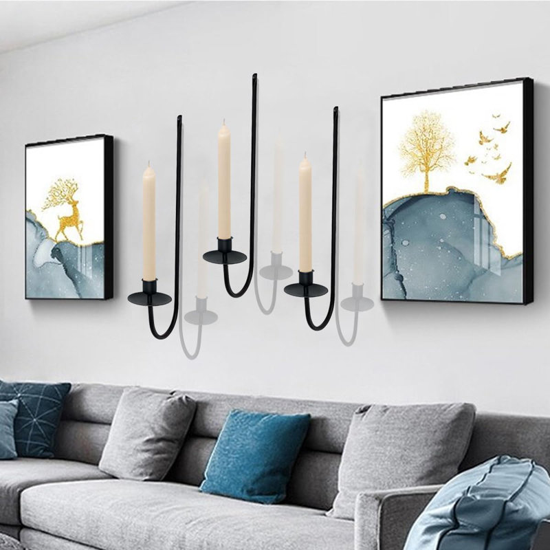Ensemble de 3 chandeliers muraux en métal