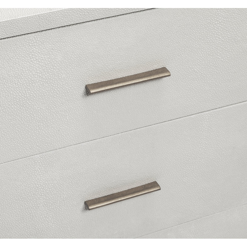Calypso 3 - Drawer Solid Wood Dresser, Bone Sharkskin/Antique Brass