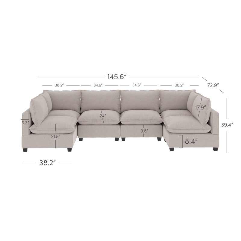 Canapé modulaire sans accoudoirs Somerdale Cloud, Velours côtelé beige