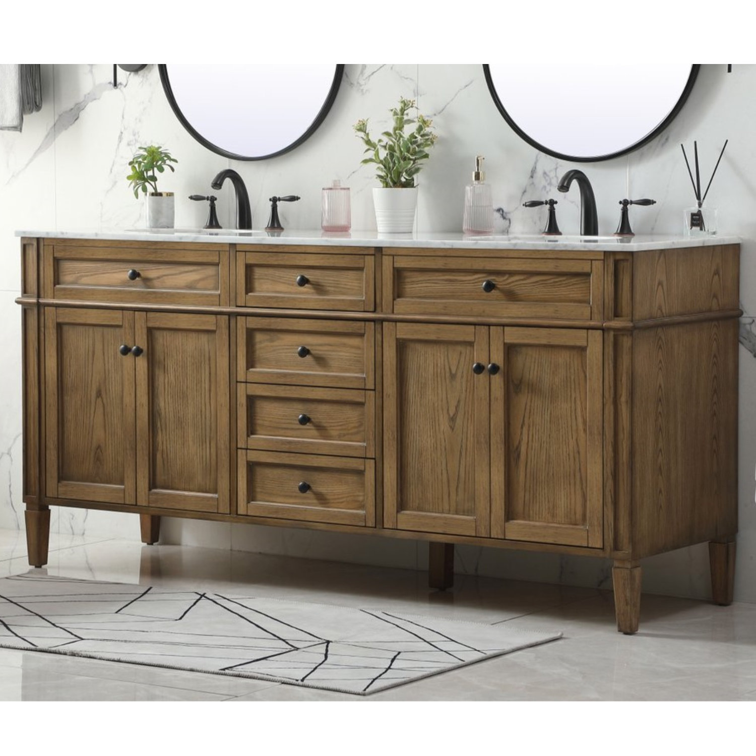 Rivers 72'' Double Bathroom Vanity, Driftwood