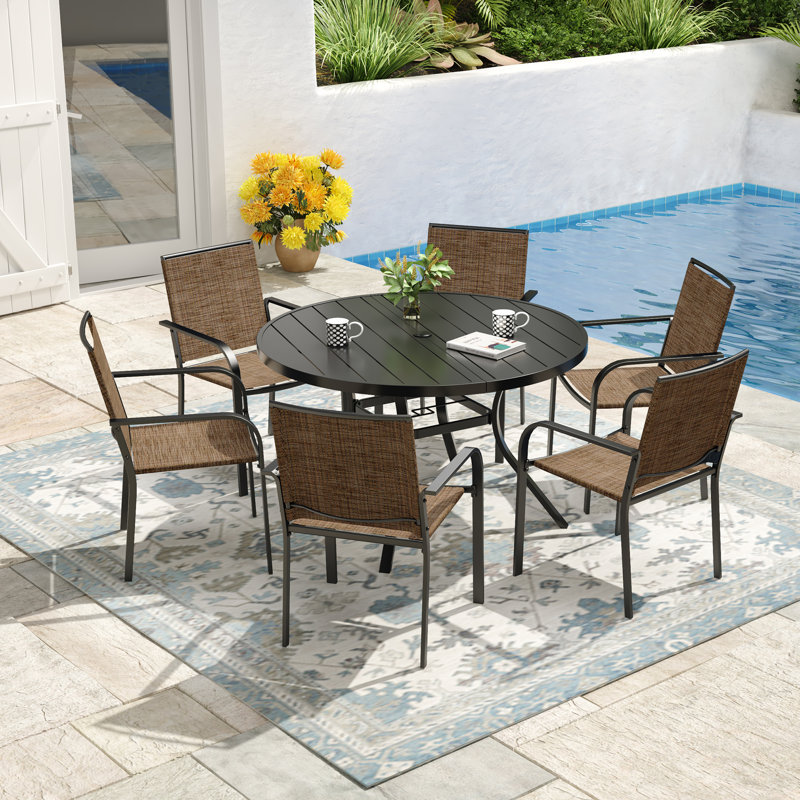 Outdoor Round Dining Table, 28" H x 48" W x 48" D