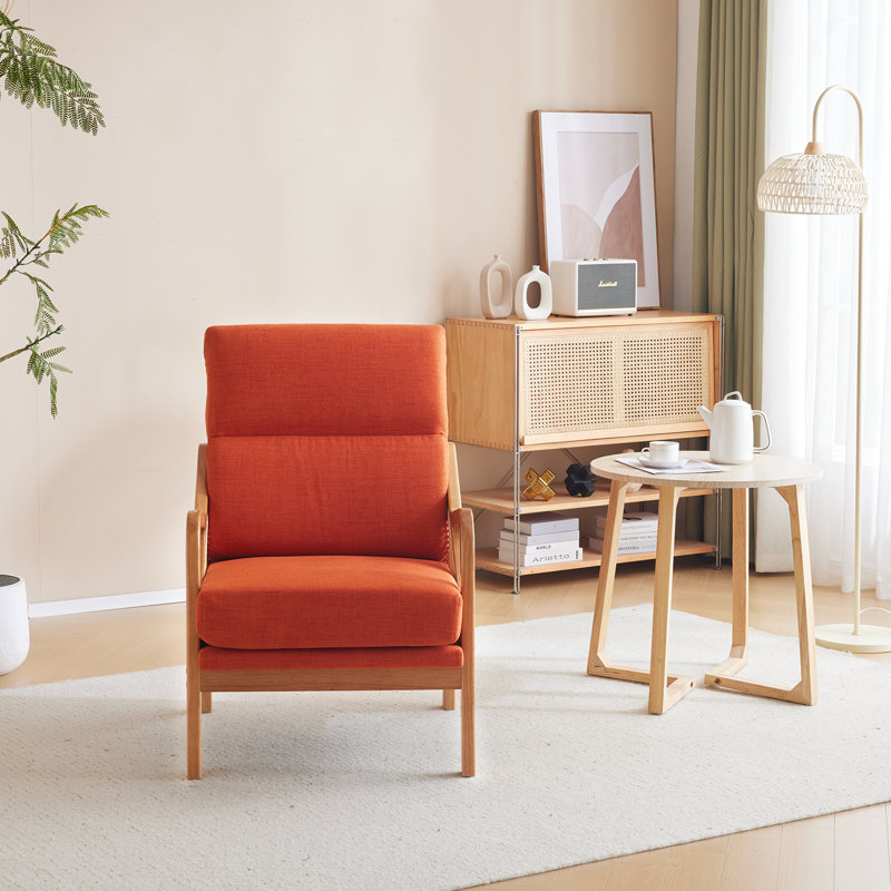 Rattan Accent Chair, Orange Polyester Blend