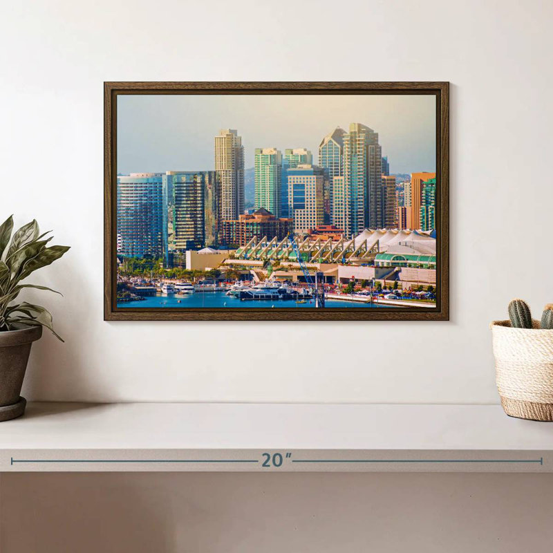 Ville de San Diego, 13 po x 9 po, Cadre flottant noyer