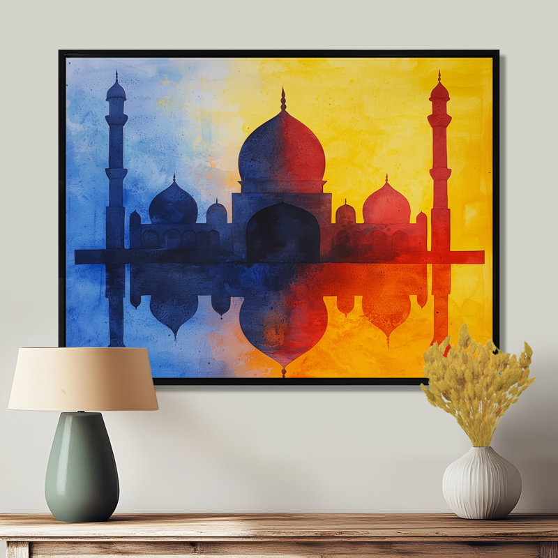 Mosquées au lever du soleil, impression sur toile, H 34 po x l 44 po, Impression dans un cadre flottant sans passe-parto