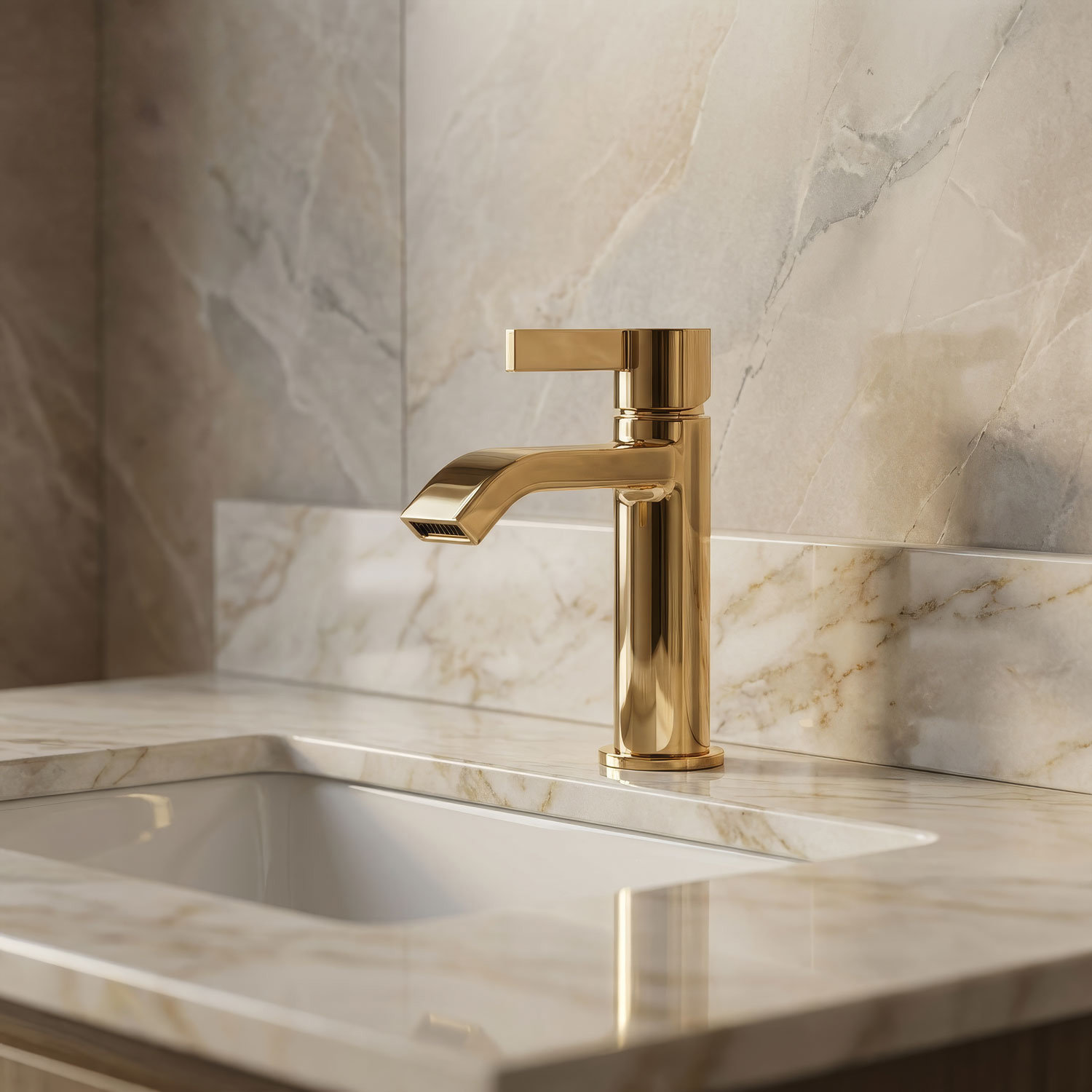 Single-handle Bathroom Faucet, Polished Gold