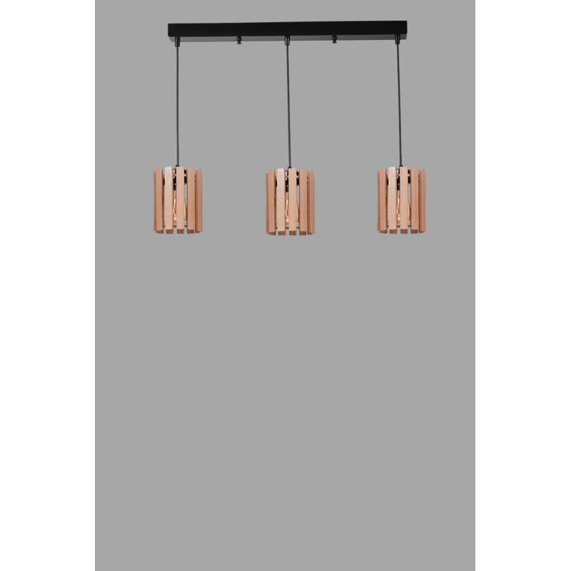 Lustre, Chêne / noir, 3 niveaux, Trois lumières