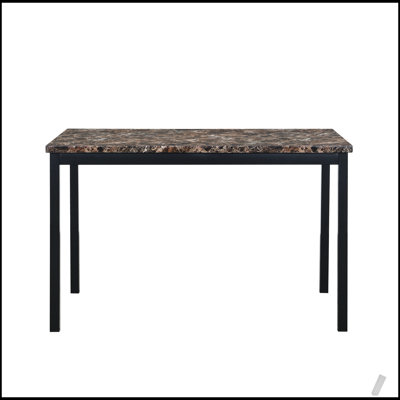 Faux Marble Top Metal Frame Dinette Table, Perfect for Modern Dining and Space-Saving Design
