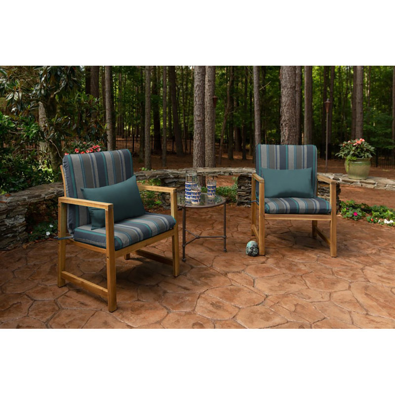 Casual Cushion Stripe Sunbrella® Fabric 1-Piece Indoor/Outdoor Club Chair Cushion, 22"W x 44"L