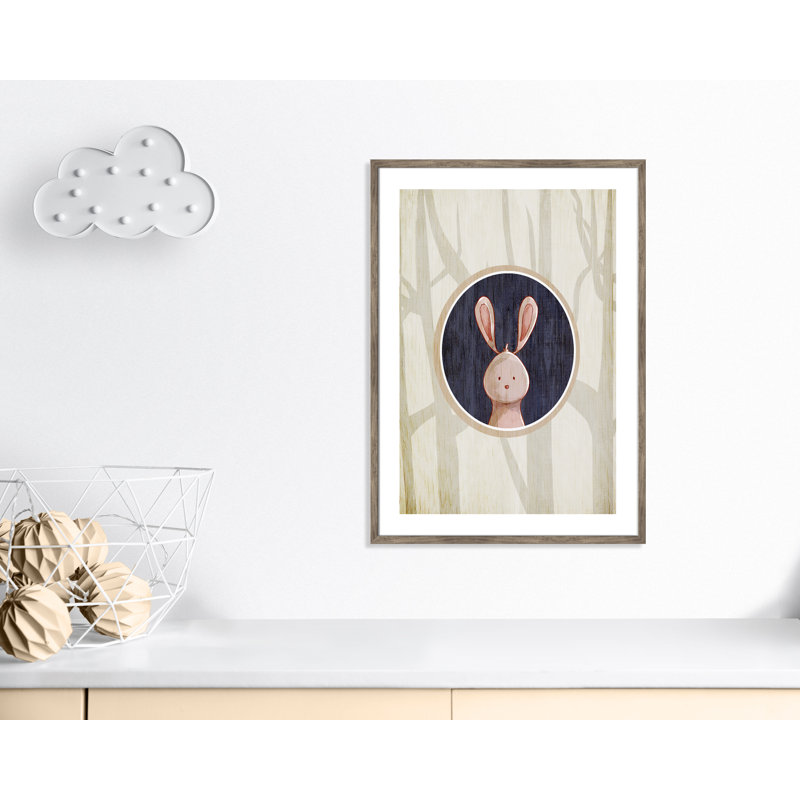 «Juvenile Forest Animals», impression sur papier, H 34,5 po x l 24,5 po x P 1,18 po, Encadré de boîte de grange gris