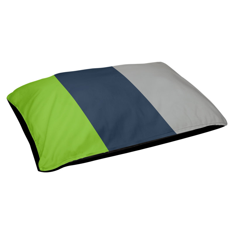 Coussin rectangulaire designer Los Angeles, Moyen (L 30 po x l 40 po), Vert aurore / bleu minuit / gris clair de lune