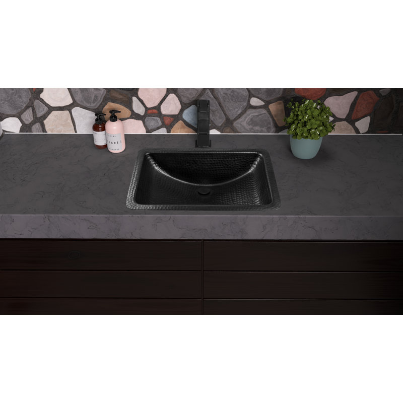 Aluminum Hand Hammered Venetian Dual Mount Bathroom Vanity Sink 21", Black
