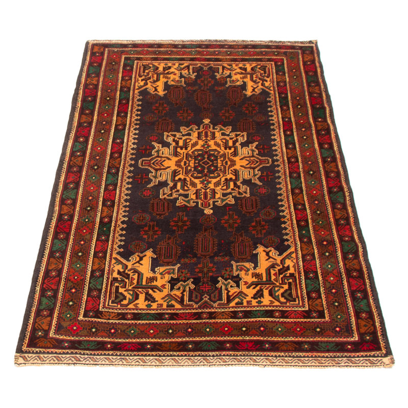 Tapis bleu marine Teimani 3 pi 10 po x 6 pi 8 po