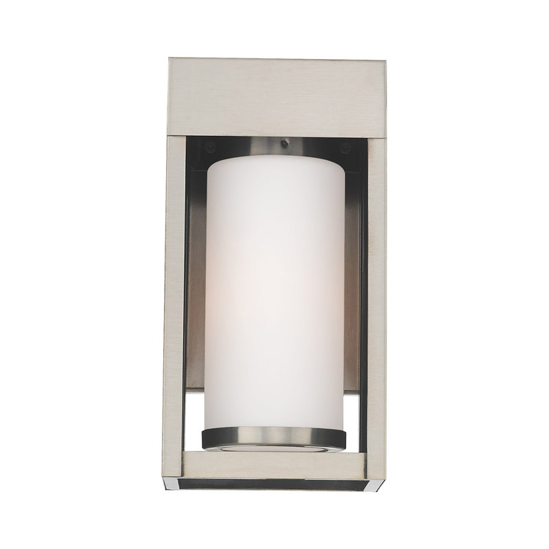 Plafonnier encastré d'extérieur Saramarie, H 9,25 po x l 4,875 po x P 5,25 po, Nickel brossé