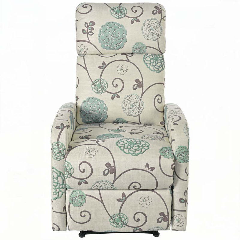 Josselyne Recliner, Beige/Blue Floral Polyester