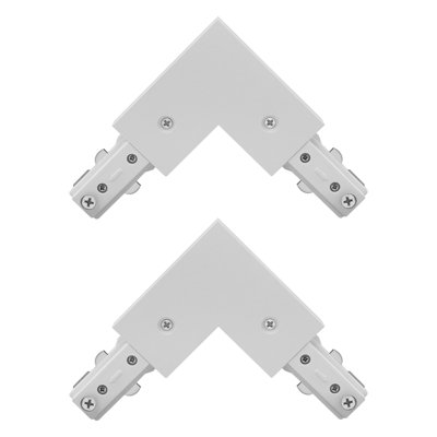 Connecteur d'éclairage en L Luxrite H, connecteur d'angle de type H, compatible avec une source d'alimentation à circuit unique à 3 fils 120 V, paquet de 2 blanc
