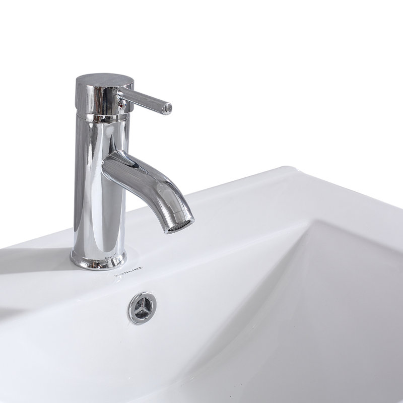 Wonline 18.1'' White Ceramic Rectangular Bathroom Sink with Faucet and Overflow