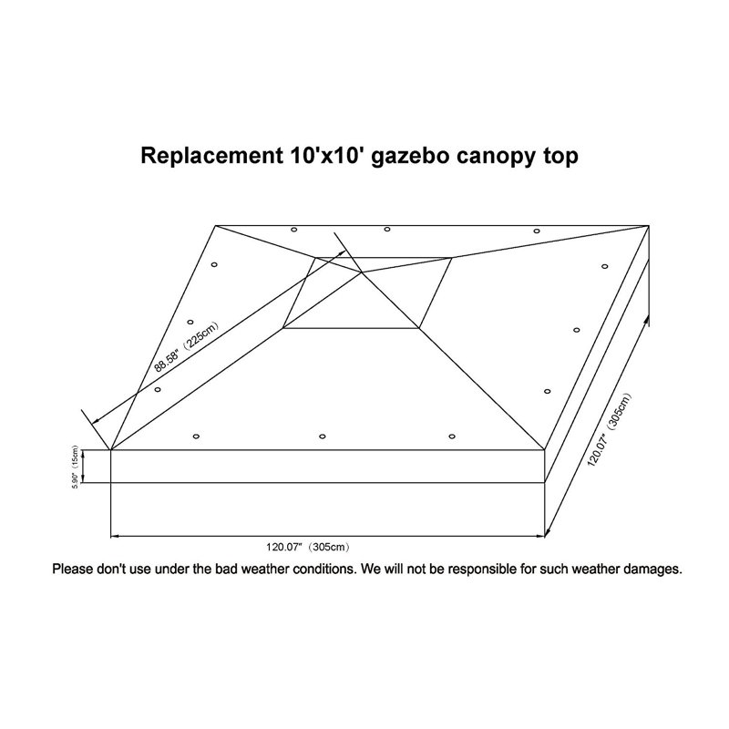 Sunrise Outdoor LTD Fabric Replacement Canopy for Gazebo, Burgundy