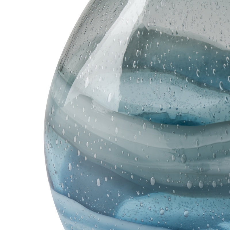 Manzer Handcrafted Glass Abstract Table Vase, 6.75" H x 7.5" W x 7.5" D, Blue
