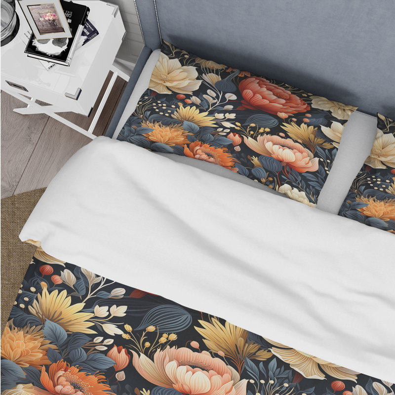 Ensemble de housse de couette floral corail et beige Jungle Garden Dreams I - Floral