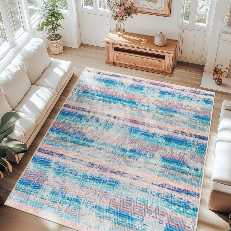 Tapis moderne lavable à l'intérieur avec tapis abstrait moderne antidérapant doux pour tapis, Rectangle 4pi x 6 pi