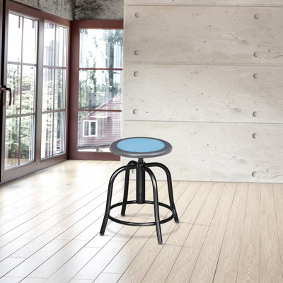 Vince  Swivel Stool with Steel Seat, Light Blue