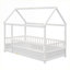 Lit plateforme pour enfant en pin massif blanc doux avec cadre de toit et garde-corps pour enfant-1785131263-1785131262