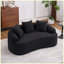 Causeuse | Canapé 2 places en chenille avec coussins décoratifs noir