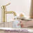 Modern Deck-Mounted Bathroom Faucet - Single Hole, Brushed Gold, Stainless Steel, 1.2 Gpm Flow For Sink Hole Design, Flow, Simple Installation Fixtures