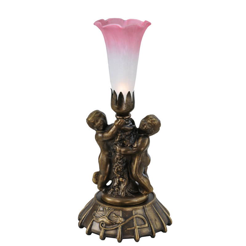Twin Cherub Metal Torchiere Lamp, Pink/White