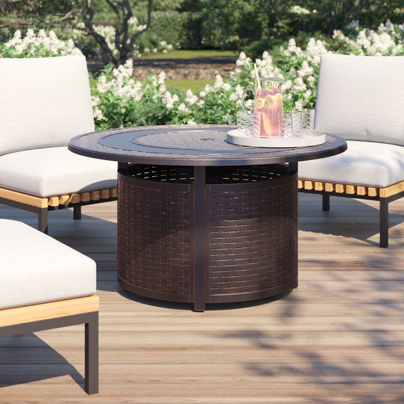 Table de foyer d'extérieur au gaz 55 000 BTU Majors Fire Sense, couvercle en nylon et verre transparent - finition bronze - ronde - 44 po