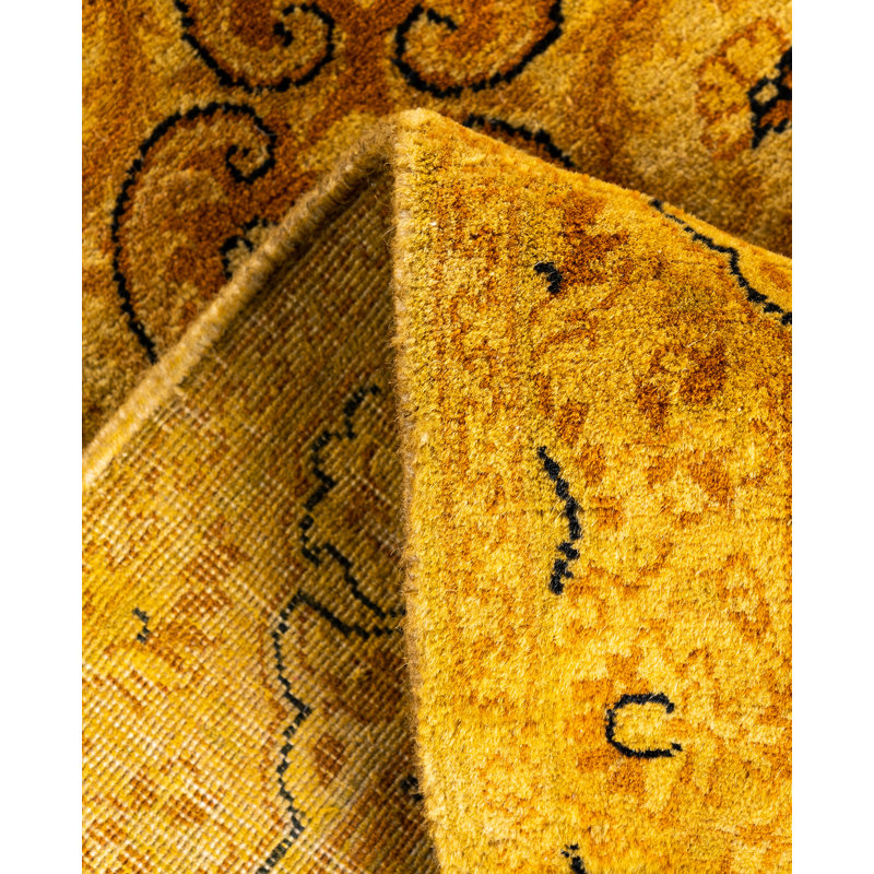 Overdyed Hand-Knotted Wool Modern-Contemporary Gold Area Rug 4' 8" x 7' 4"