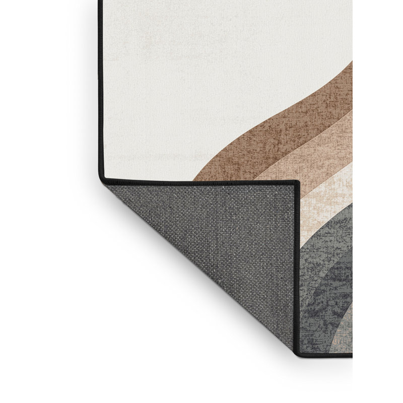 Tapis gris moelleux doux et moelleux à motif dégradé Maspeth, Rond 6 pi