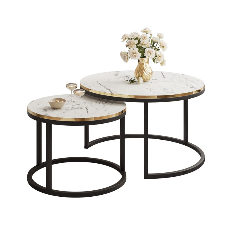 Coffee Table, Carrara Marble, Black