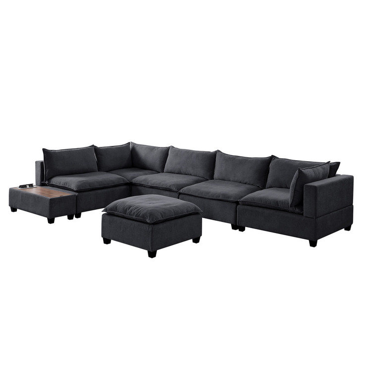 Gouvernour Modular Sectional Sofa with Ottoman and USB Storage Console Table