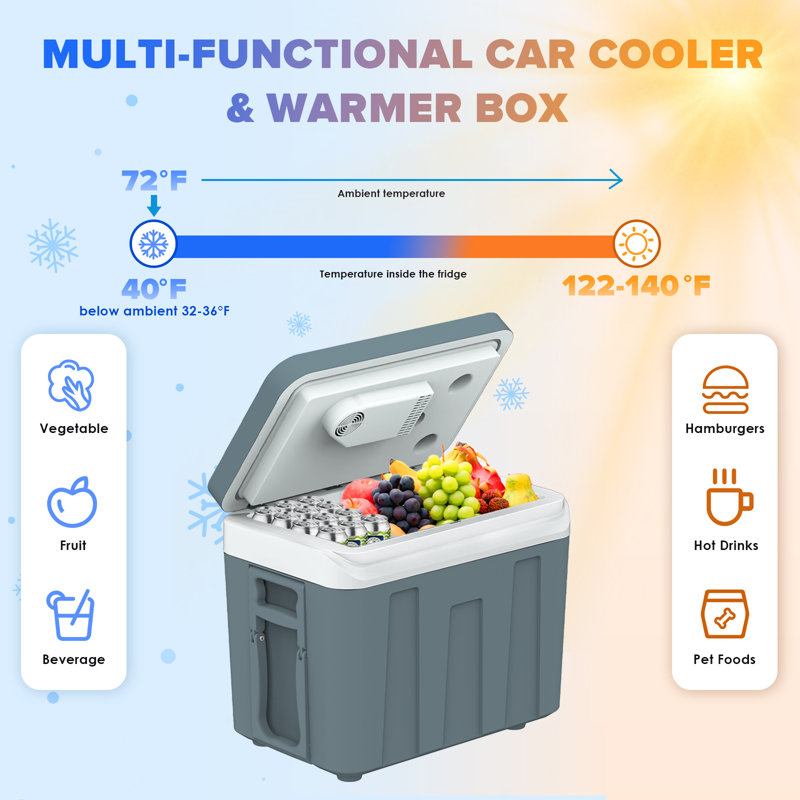 ADVWIN 12V Electric Car Cooler & Warmer with Wheels & Handle, 48 Quart (45 L) 12 Volt DC & 110V AC Portable Thermoelectric Fridge Plug in Cooler for Car/RV/Camping/Travelling/Truck/Picnic