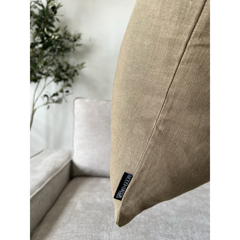 Housse de coussin en lin, Kaki, H 24 po x l 24 po