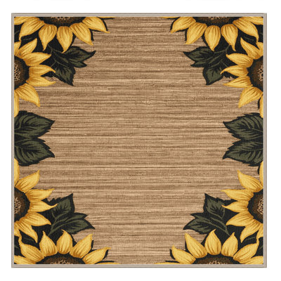Washable Corner Sunflowers Farm Area Rug