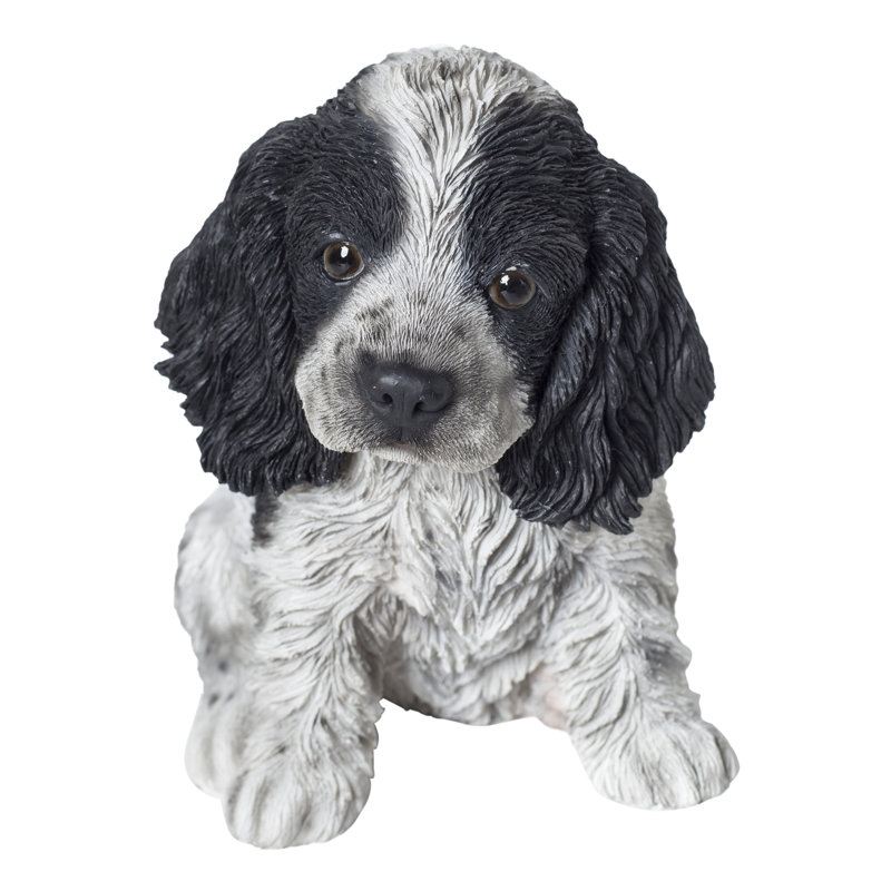 Statue Cocker Spaniel, Noir / blanc