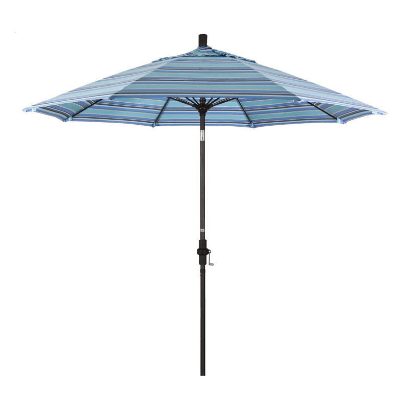 Parasol de marché Sunbrella® 9 pi Roverta, Sunbrella® Dolce à rayures oasis, Brun