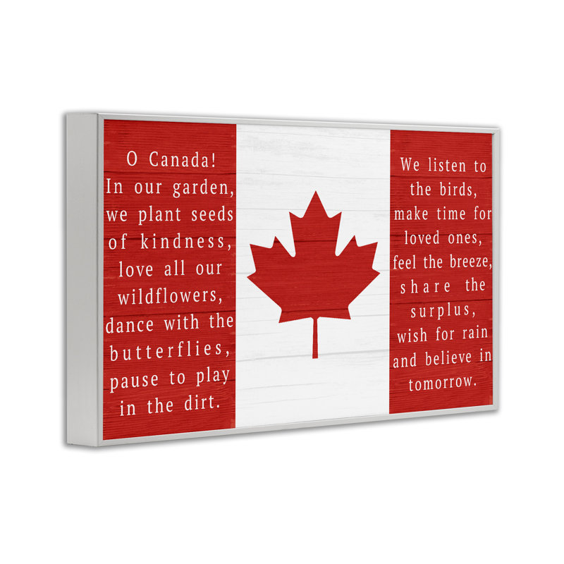 Drapeau rouge de l'hymne canadien encadré, estampe numérique, par Lil 'Rue, H 20 po x l 30 po