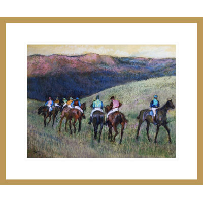 Chevaux de course dans un paysage par Edgar Degas, impression giclée encadrée