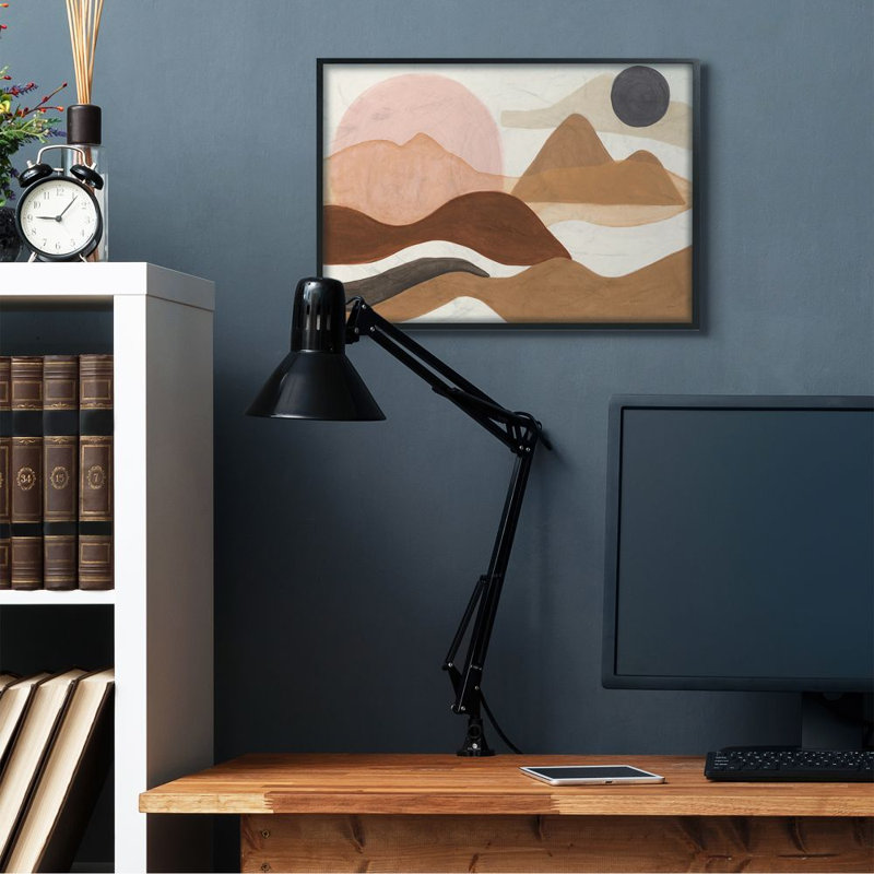 «Mid Century Mountain Range Terrain» par Joan Elan Davis - impression d'art graphique, Giclée encadrée noir minuit