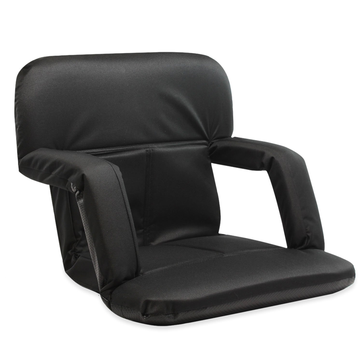 Home-Complete Stadium Chair with Wide Bleacher Cushion in Black