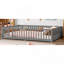 Lit grand format avec garde-corps et porte pour enfants, gris-424952312-424952316