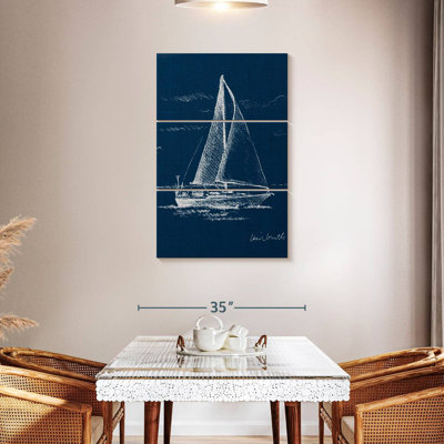 Sailboat On Blue Burlap I