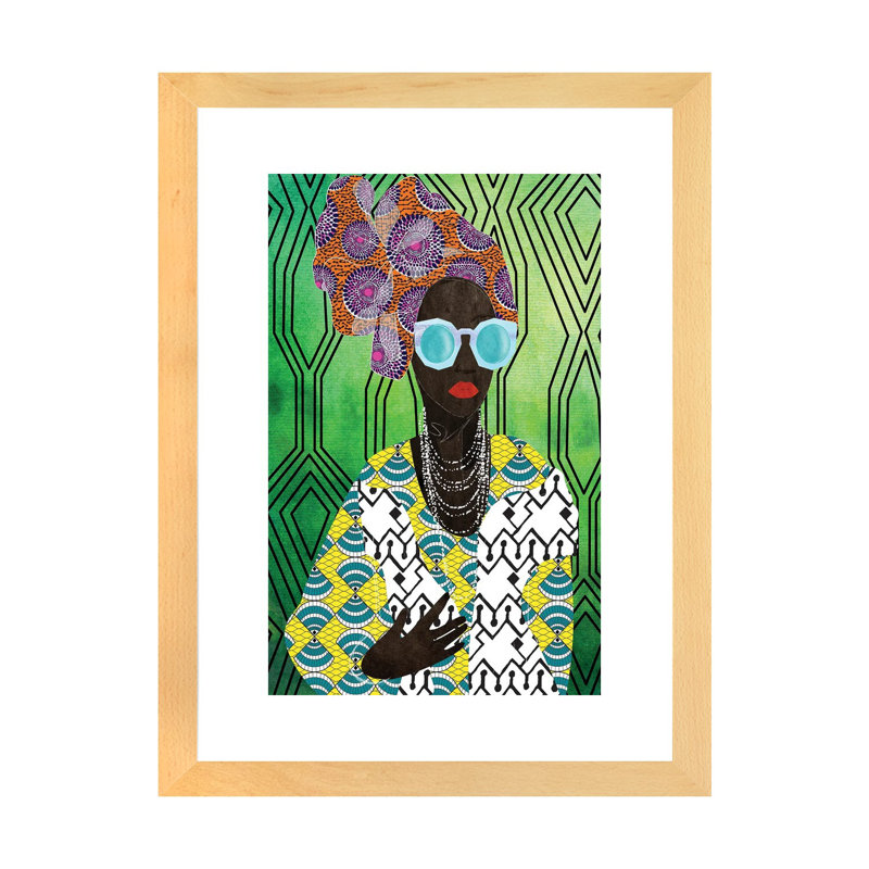 «Modern Turban Woman IV» par Nikki Chu - reproduction, Encadré naturel, H 24 po x l 16 po x P 1 po