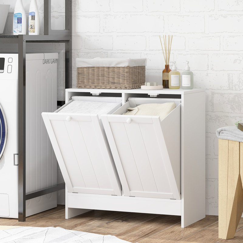 Double Hamper Laundry Storage Cabinet
