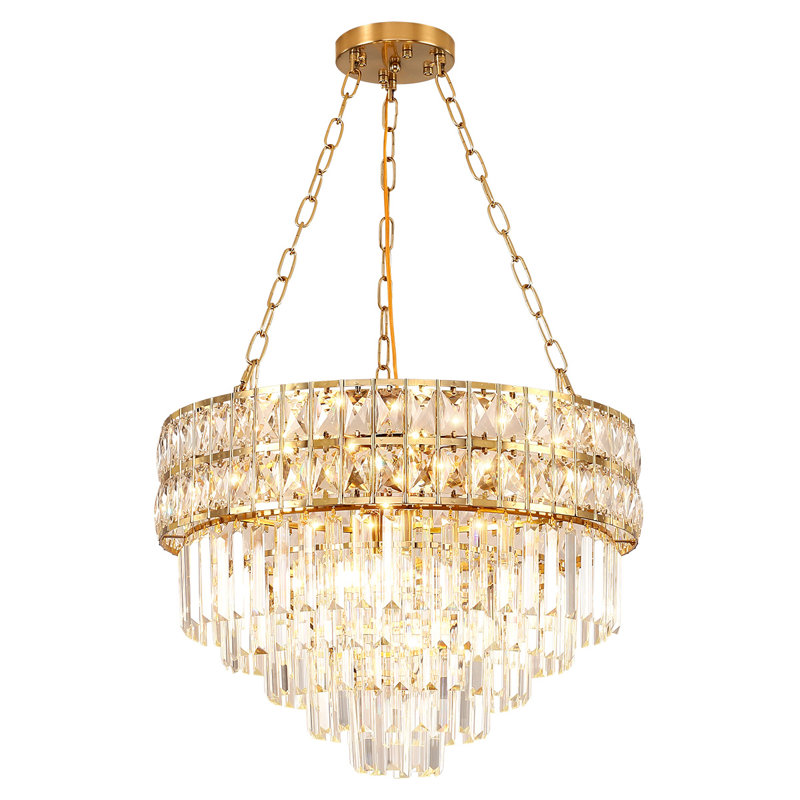 Lustre empire en cristal Imma, Doré, H 39,4 po x l 21,65 po x P 21,65 po